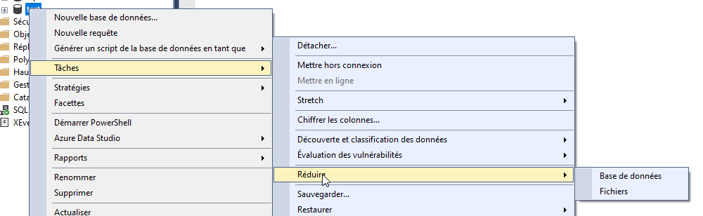 The graphical interface for shrinking a file